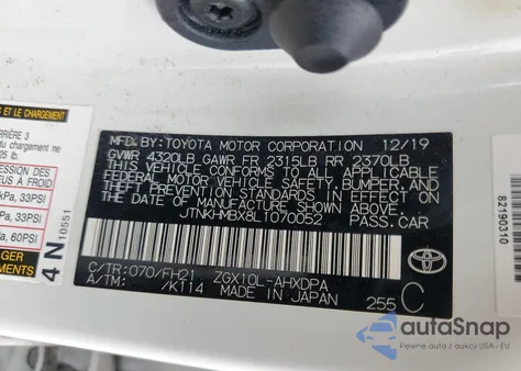 2020 Toyota C-Hr Xle z USA, uszkodzony, nr VIN JTNKHMBX8L1070052